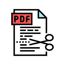 cutting pdf file color icon vector ...